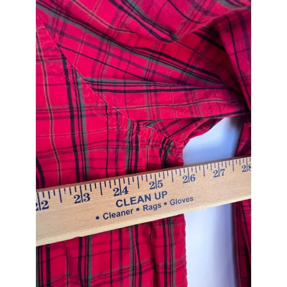 Disney Store Men's Red Plaid Button Down Lightweight Shirt - XL